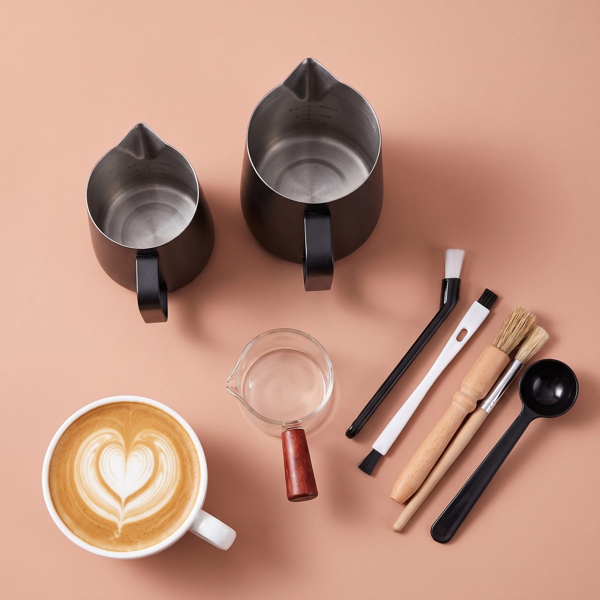 The Latte Art Set laid out