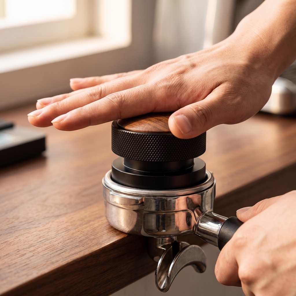 Palm tamper in use