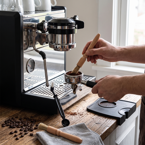 Barista Cleaning Brush Set in use